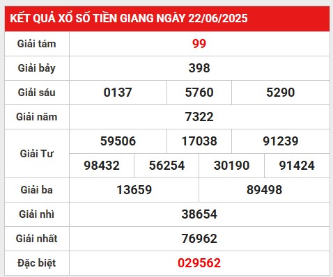 Thống kê lô gan KQXS Tiền Giang 29/6/2025 hôm nay